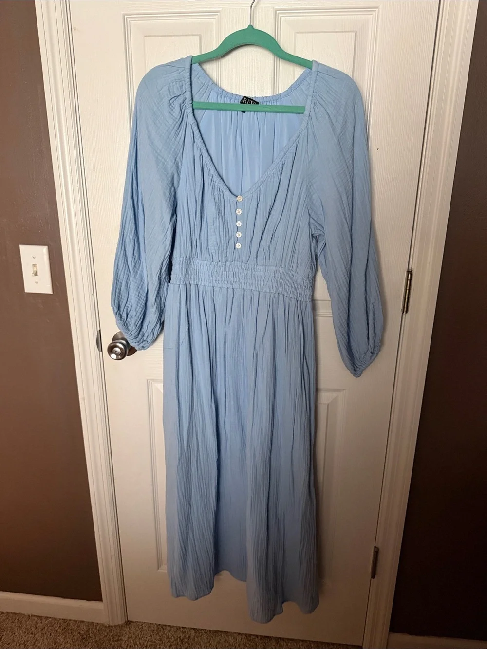 J. Crew Light Blue Maxi Dress with Smocked Waist